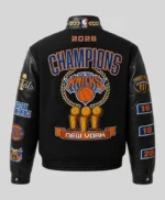 Knicks 2026 Champions Black Wool and Leather Jacket