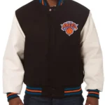 New York Knicks Black And White Varsity Jacket