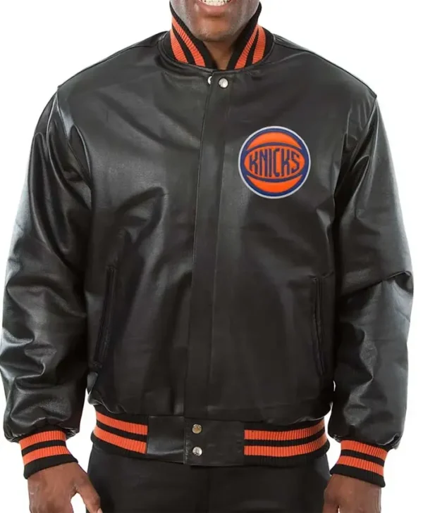 New York Knicks Black Varsity Leather Jacket