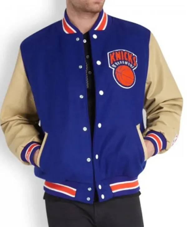 New York Knicks Blue Letterman Jacket Men’s