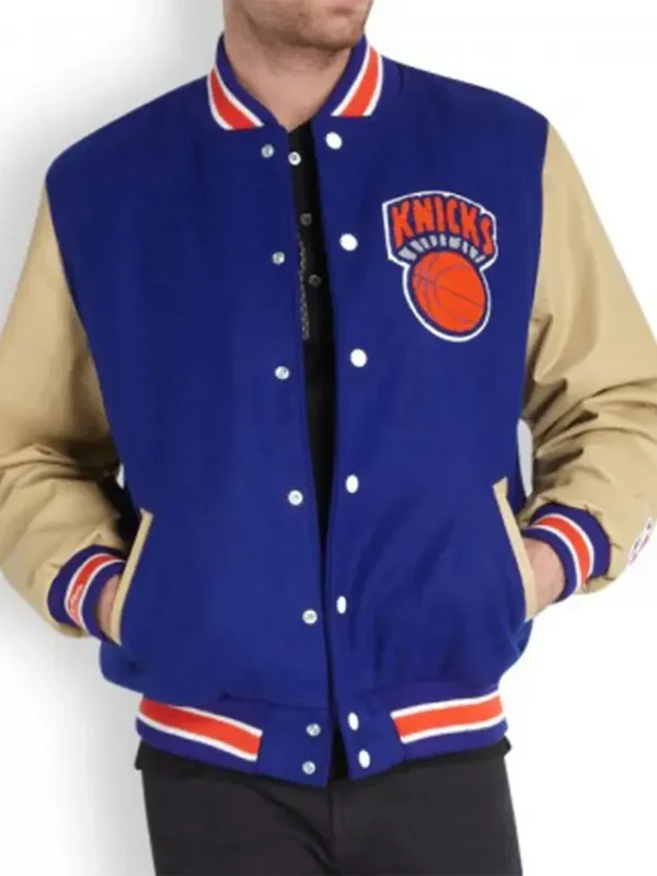 New York Knicks Blue Letterman Jacket Men’s
