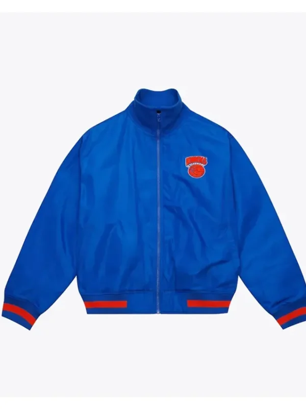 New York Knicks Blue Satin Full-zip Jacket