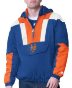 New York Knicks Charger Half-zip Blue And Orange Pullover Jacket