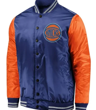 New York Knicks Iconic Tackle Blue And Orange Jacket