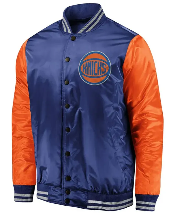 New York Knicks Iconic Tackle Blue And Orange Jacket