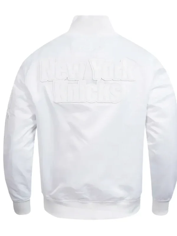 NY Knicks White Out Satin Jacket