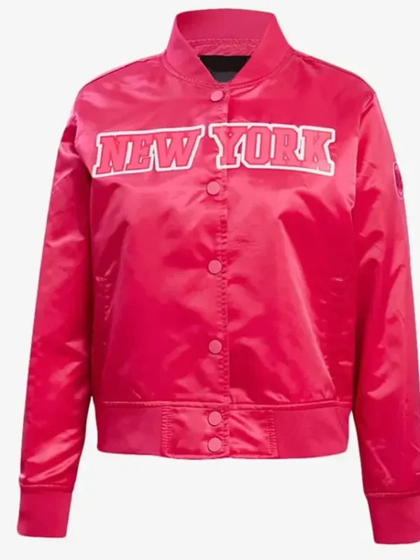 New York Knicks Triple Pink Satin Jacket