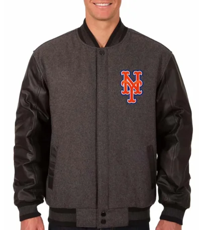 New York Mets Charcoal-Black Varsity Jacket