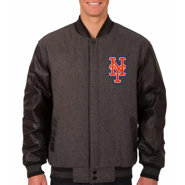 New York Mets Charcoal-Black Varsity Jacket