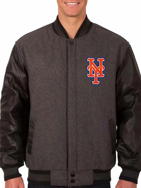 New York Mets Charcoal-Black Varsity Jacket