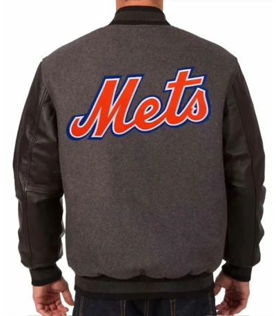 New York Mets Charcoal-Black Varsity Jacket