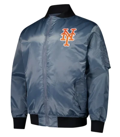 New York Mets Charcoal Bomber Full-Zip Jacket