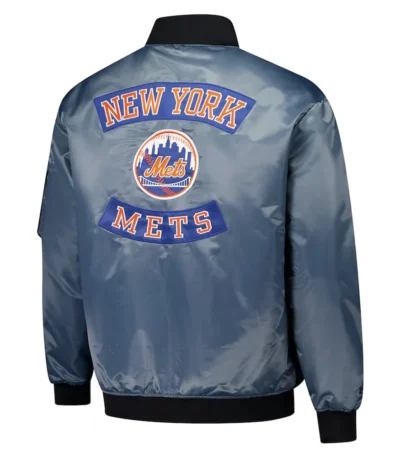 New York Mets Charcoal Bomber Full-Zip Jacket
