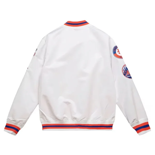 New York Mets City Collection Varsity White Satin Full-Snap Jacket
