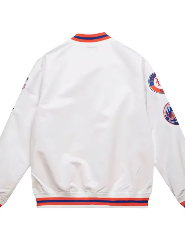 New York Mets City Collection Varsity White Satin Full-Snap Jacket