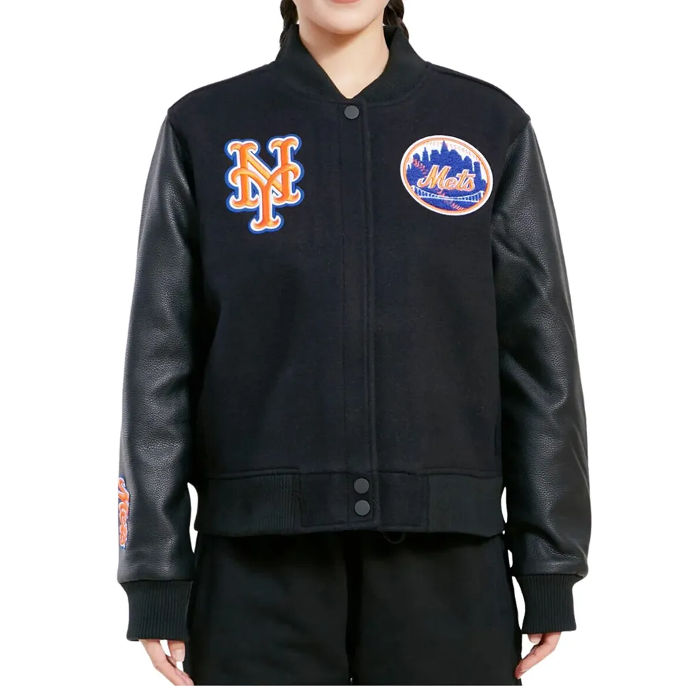 New York Mets Classic Black Varsity Jacket New York Mets Classic Black Varsity Jacket