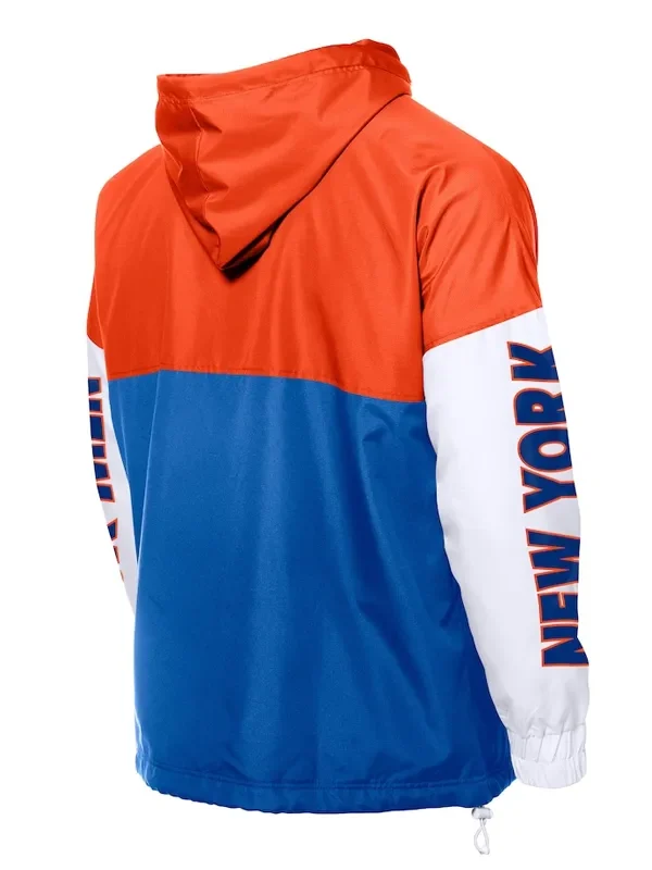 NY Mets Color Block Royal-Orange Hoodie Windbreaker