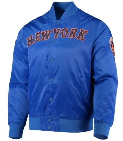 New York Mets Full-Snap Royal Blue Satin Jacket