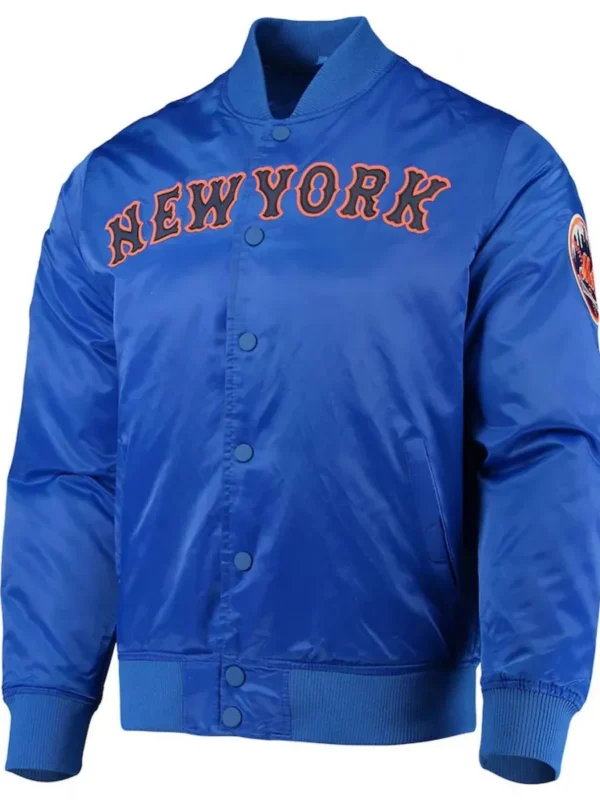 New York Mets Full-Snap Royal Blue Satin Jacket