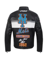 New York Mets Men’s Moto Black Leather Jacket