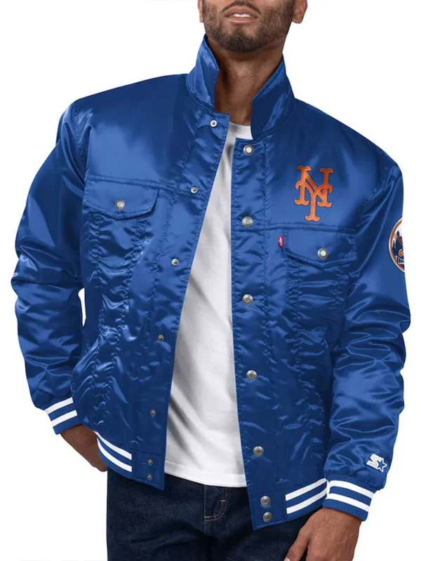 New York Mets Royal Silver Tab Trucker Jacket