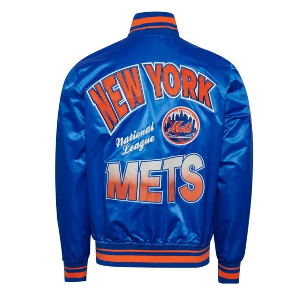 NY Mets Turn It Up M Classic Rib Royal Satin Jacket