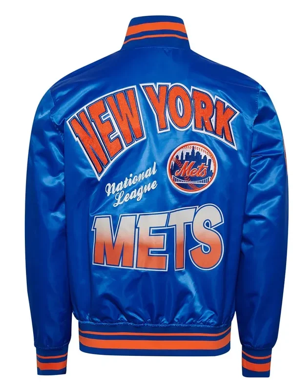 NY Mets Turn It Up M Classic Rib Royal Satin Jacket