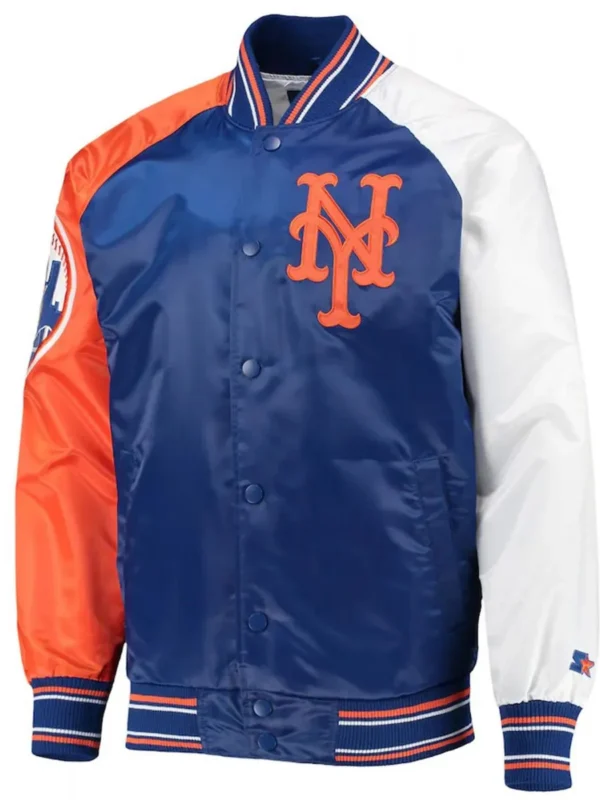 New York Mets Varsity Royal Blue Orange and White Satin Jacket