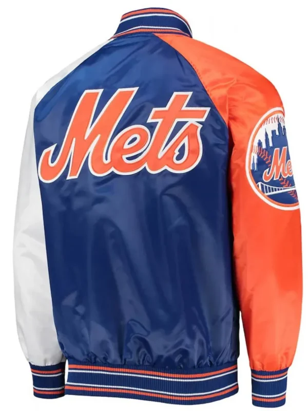 New York Mets Varsity Royal Blue Orange and White Satin Jacket