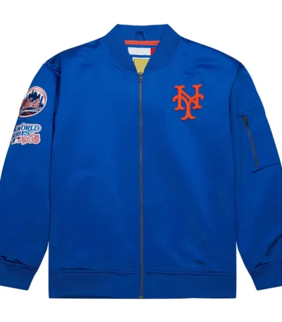 New York Mets Vintage Logo Royal Lightweight Satin Jacket
