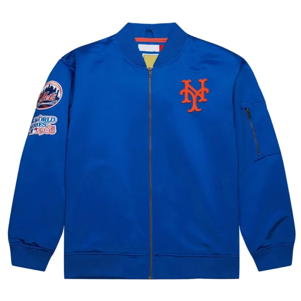 New York Mets Vintage Logo Royal Lightweight Satin Jacket