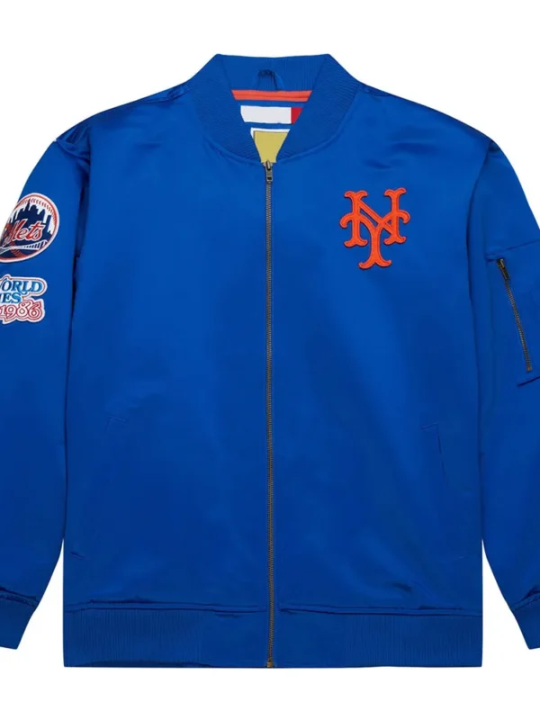 New York Mets Vintage Logo Royal Lightweight Satin Jacket