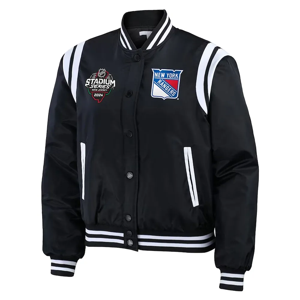 New York Rangers Black Bomber Full-Zip Jacket New York Rangers Black Bomber Full-Zip Jacket
