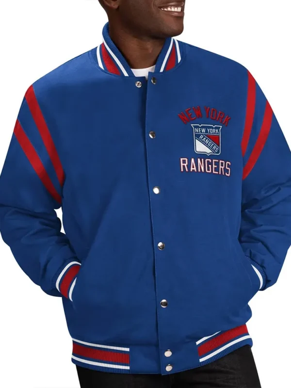 New York Rangers Tailback Blue Varsity Jacket