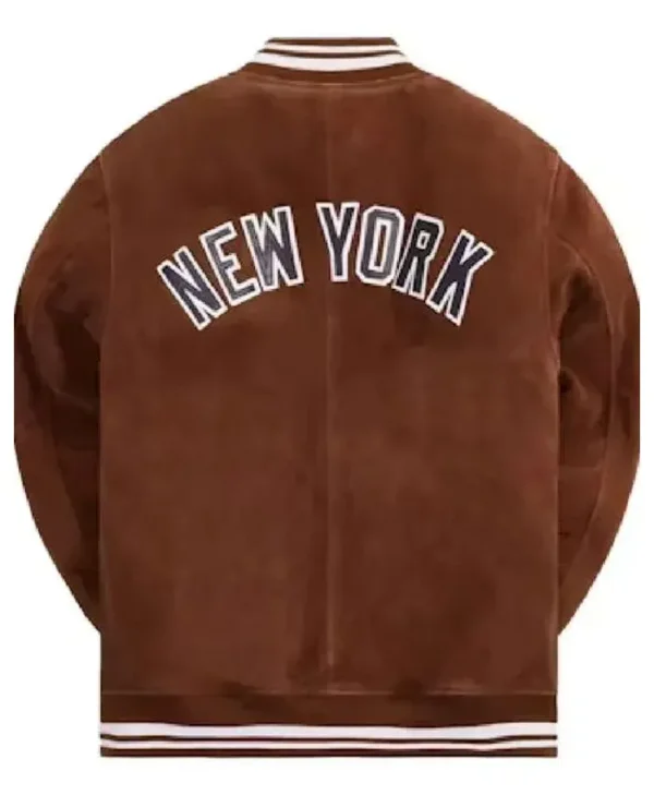 NY Yankees Brown Suede Bomber Jacket