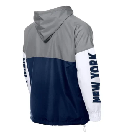 NY Yankees Color Block Navy-Gray Hoodie Windbreaker