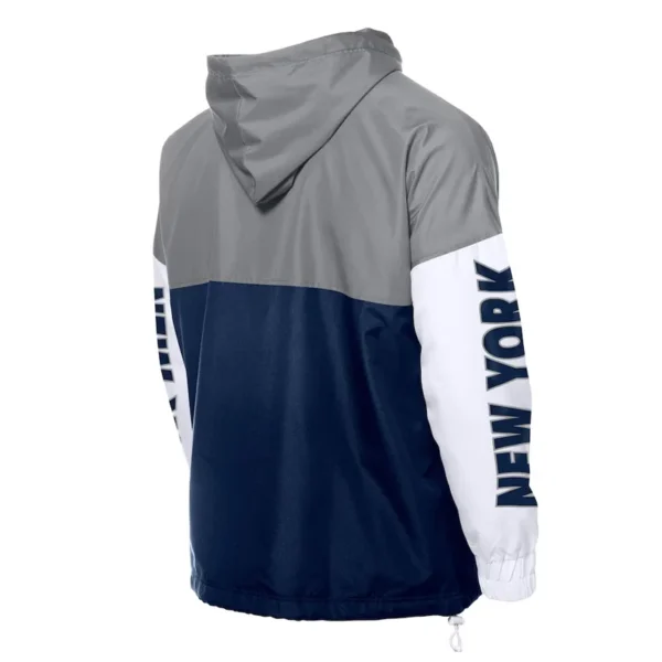 NY Yankees Color Block Navy-Gray Hoodie Windbreaker