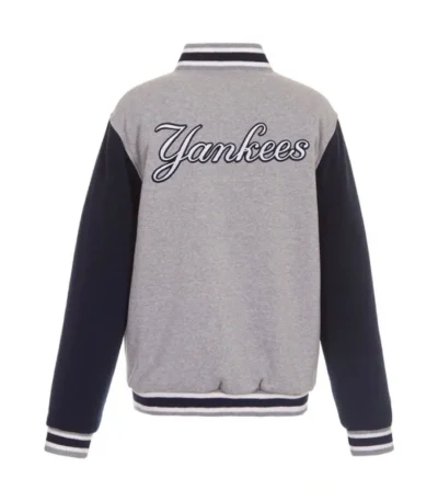 NY Yankees Embroidered Navy/Gray Varsity Jacket