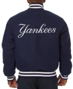 NY Yankees Embroidered Navy Varsity Wool Jacket