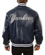 NY Yankees Navy Varsity Leather Jacket