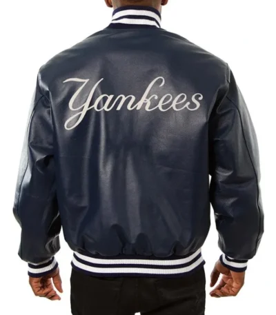NY Yankees Navy Varsity Leather Jacket