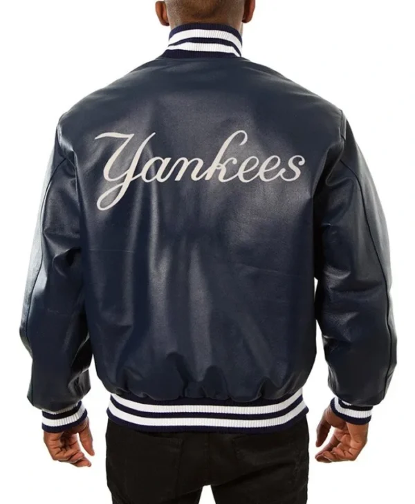 NY Yankees Navy Varsity Leather Jacket