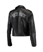 NY Yankees Black Biker Leather Jacket