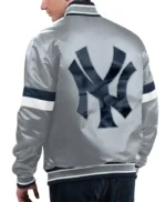 NY Yankees Home Game Gray Satin Jacket