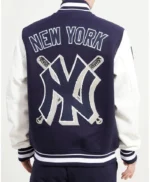NY Yankees Mashup Navy and White Varsity Jacket