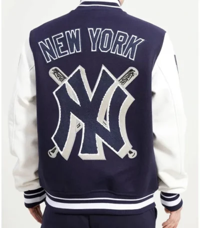 NY Yankees Mashup Navy and White Varsity Jacket