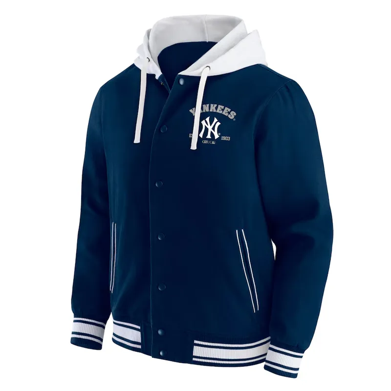 New York Yankees Navy Cotton Hooded Jacket New York Yankees Navy Cotton Hooded Jacket