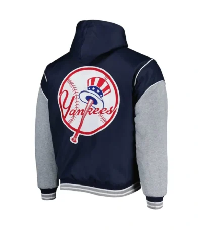 NY Yankees Navy and Gray Hoodie Jacket