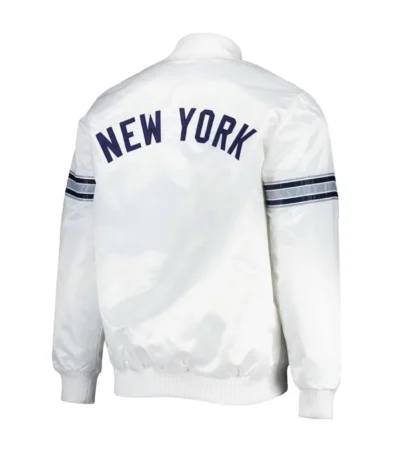 Power Forward New York Yankees White Satin Jacket