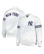 Power Forward New York Yankees White Satin Jacket